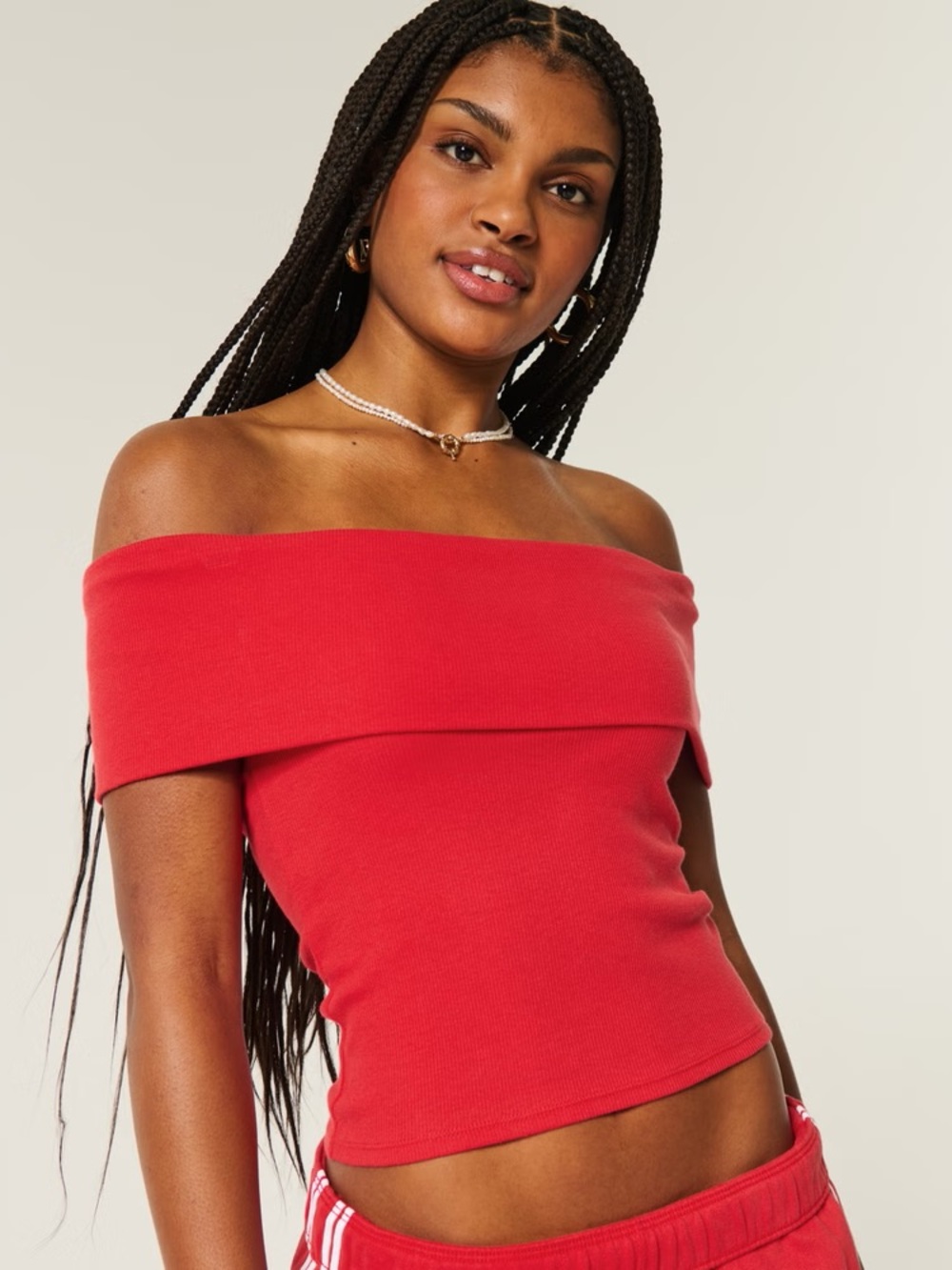 Hollister Bold Red Off-the-Shoulder Knit Sweater